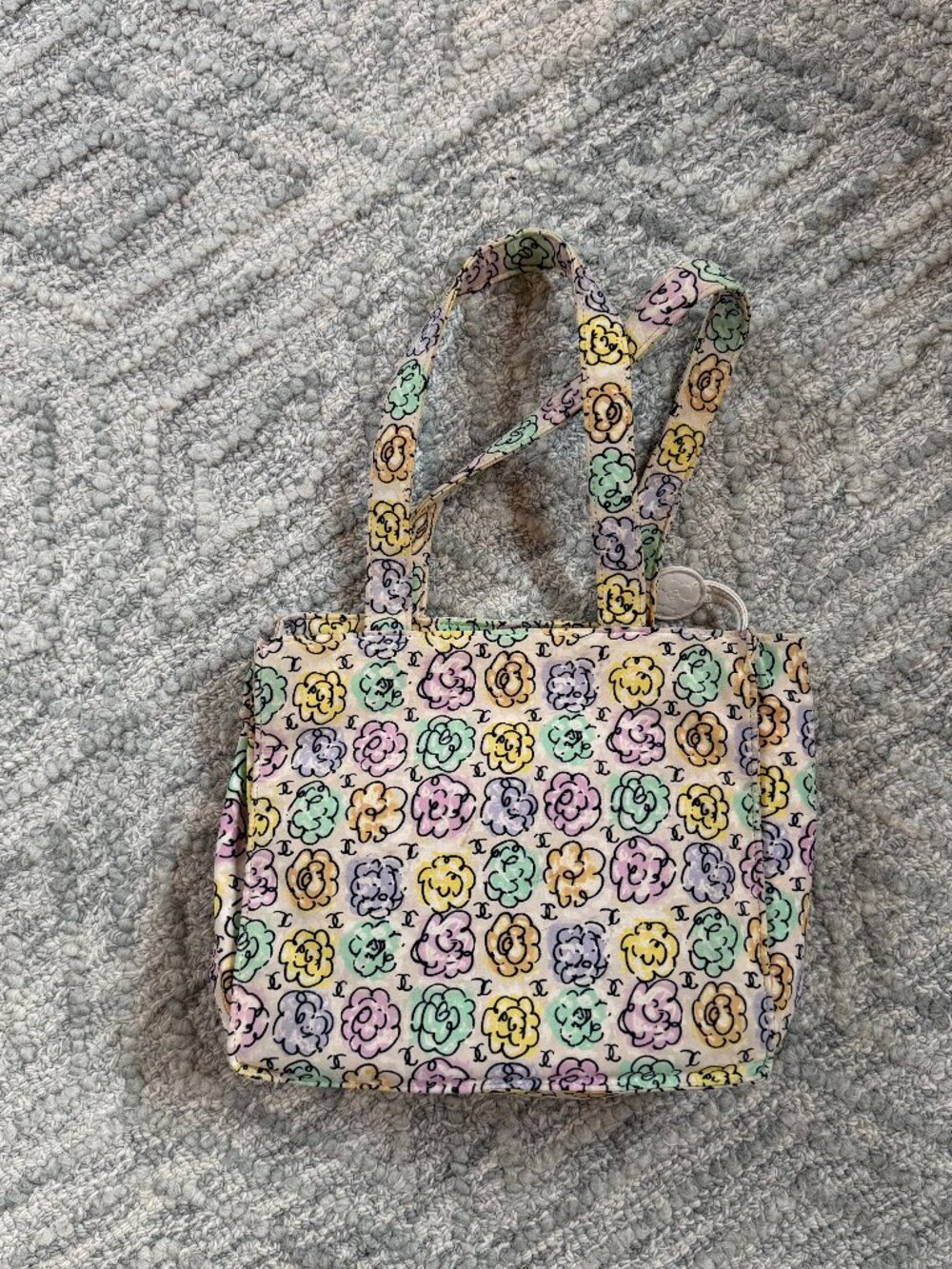 Vintage Chanel Multicolor Floral CC Canvas Small Tote Bag